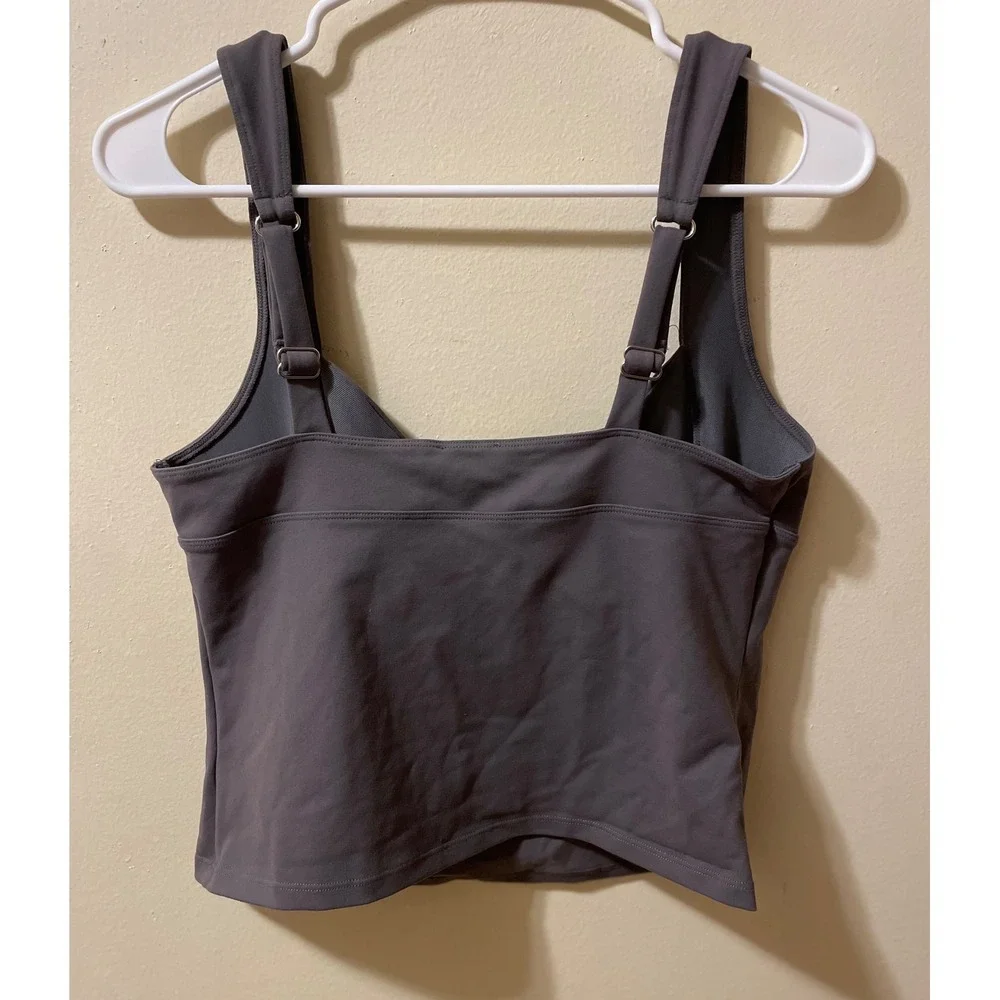 Free People Intimately FP Movement Real Deal Tank Charcoal Gray Crop Top Large